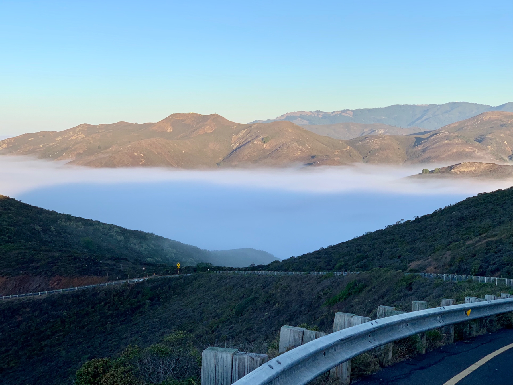 Marine layer covering the Marin Headlands